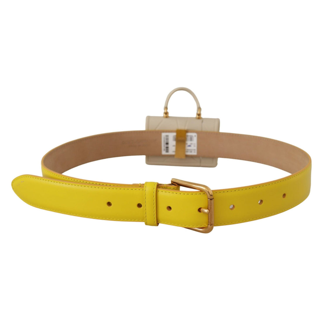 Dolce & Gabbana Chic Yellow Leather Belt with Headphone Case