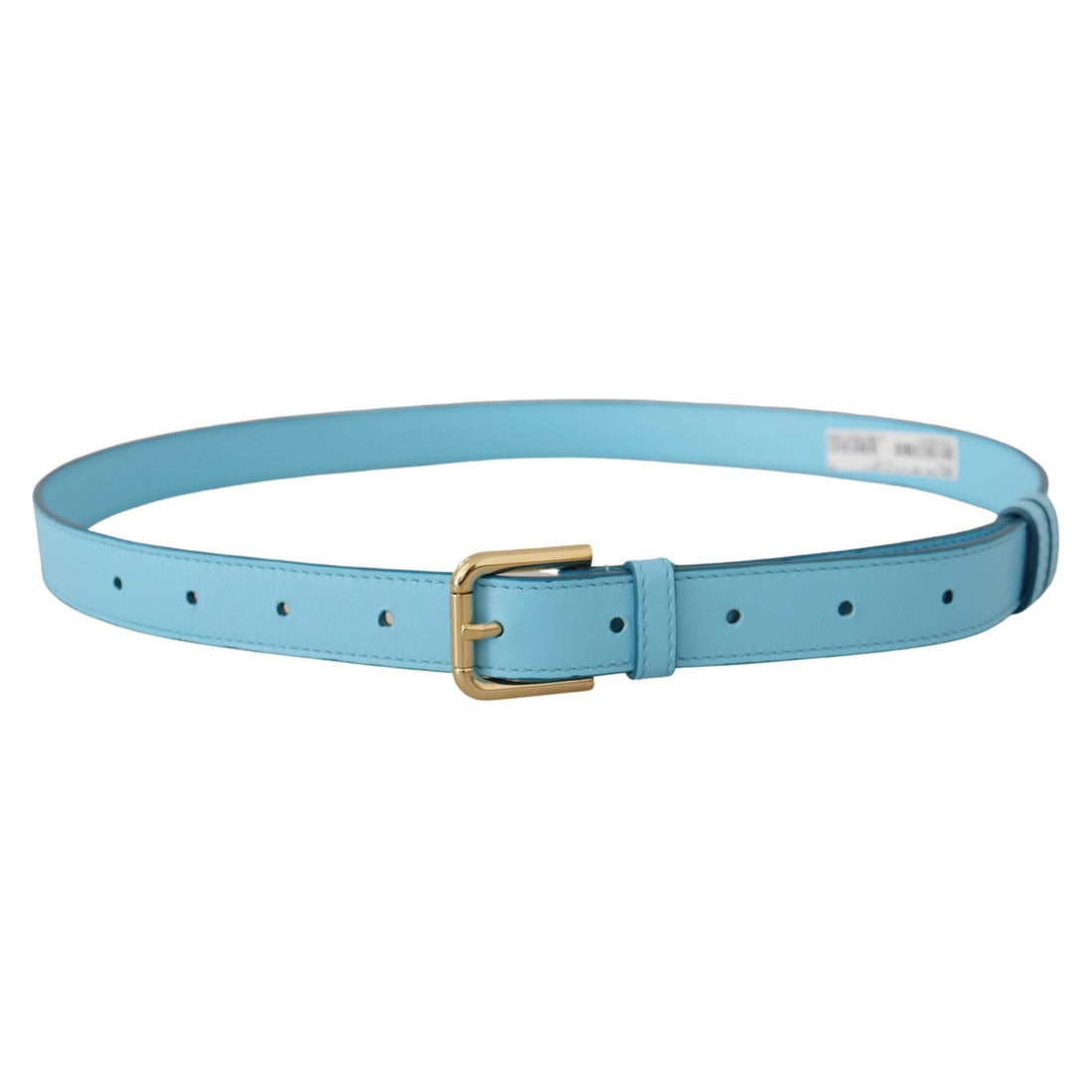 Dolce & Gabbana Elegant Sky Blue Leather Belt with Logo Buckle