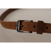 Dolce & Gabbana Chic Suede Belt with Logo Engraved Buckle