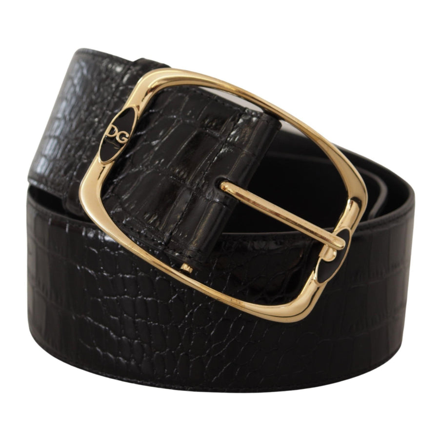 Dolce & Gabbana Elegant Black Leather Logo Belt