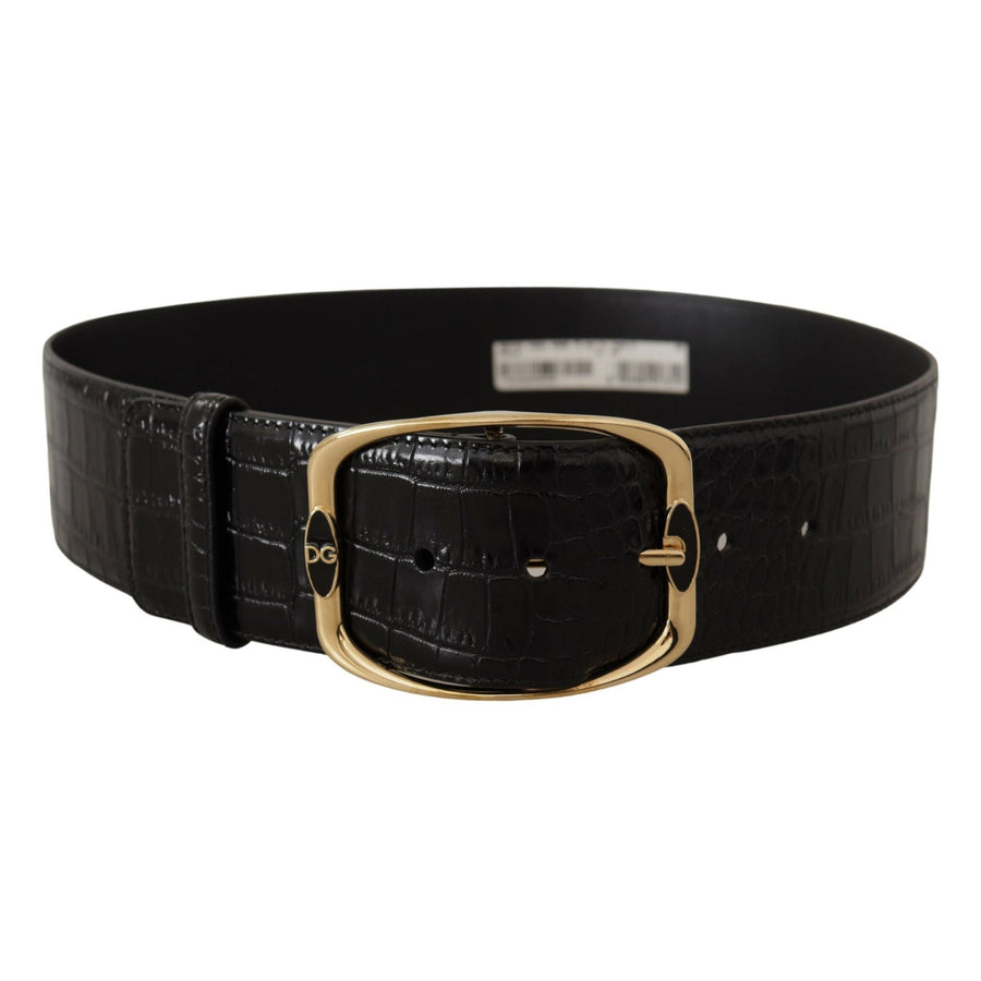 Dolce & Gabbana Elegant Black Leather Logo Belt