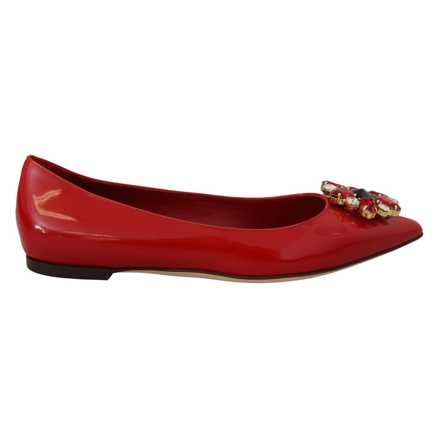 Dolce & Gabbana Red Suede Crystal Loafers - Exquisite Elegance