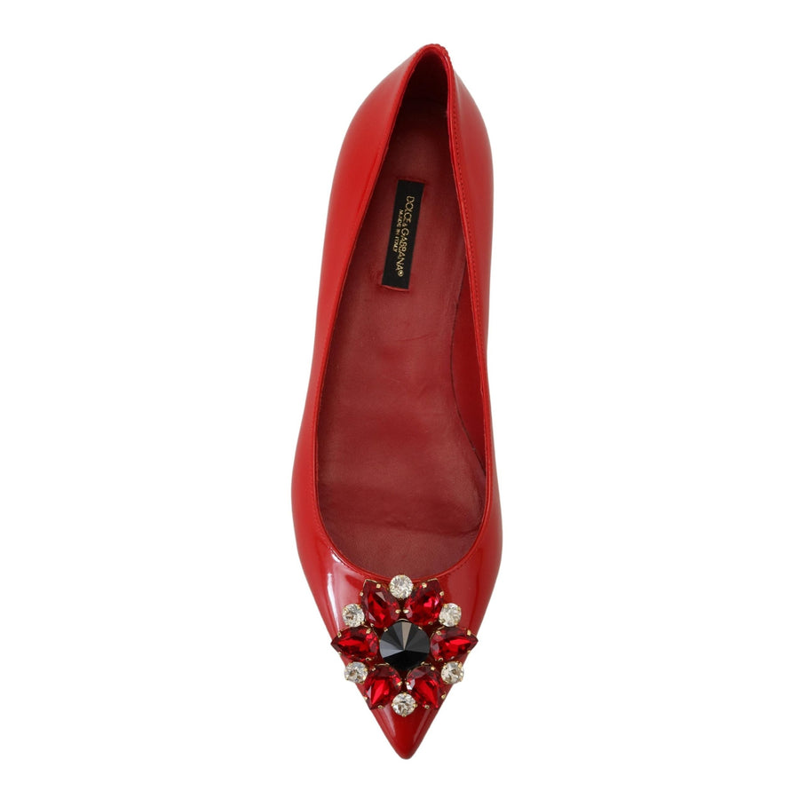 Dolce & Gabbana Red Suede Crystal Loafers - Exquisite Elegance