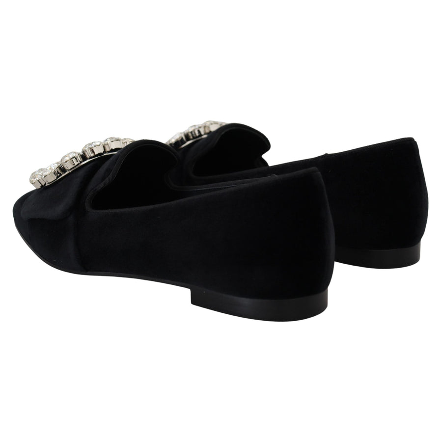 Dolce & Gabbana Chic Velvet Crystal-Embellished Loafers