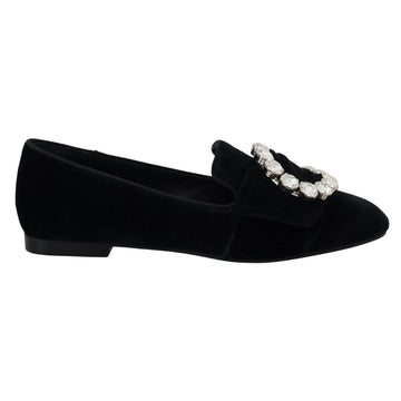 Dolce & Gabbana Chic Velvet Crystal-Embellished Loafers