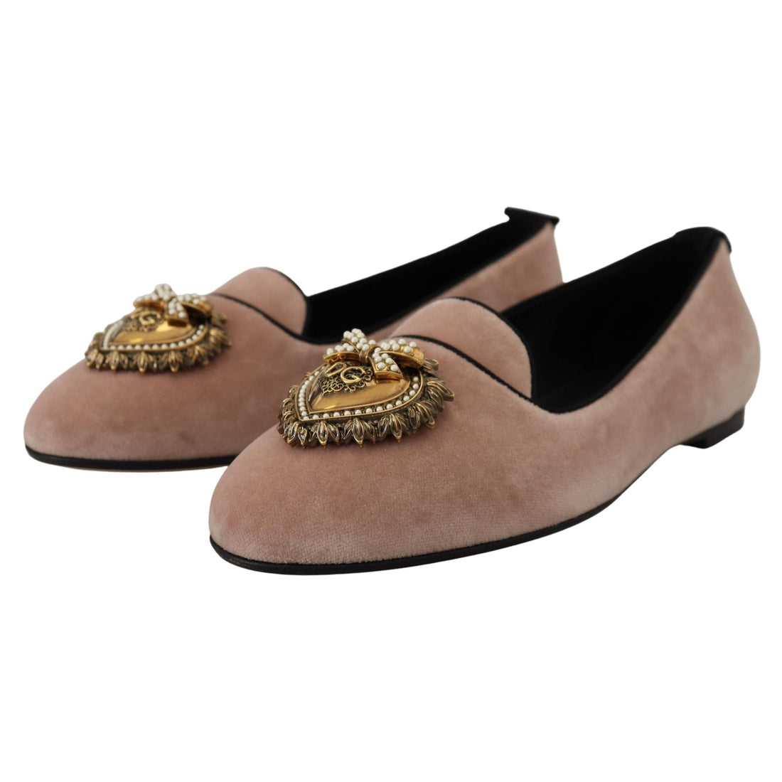 Dolce & Gabbana Pink Velvet Slip Ons Loafers Flats Shoes