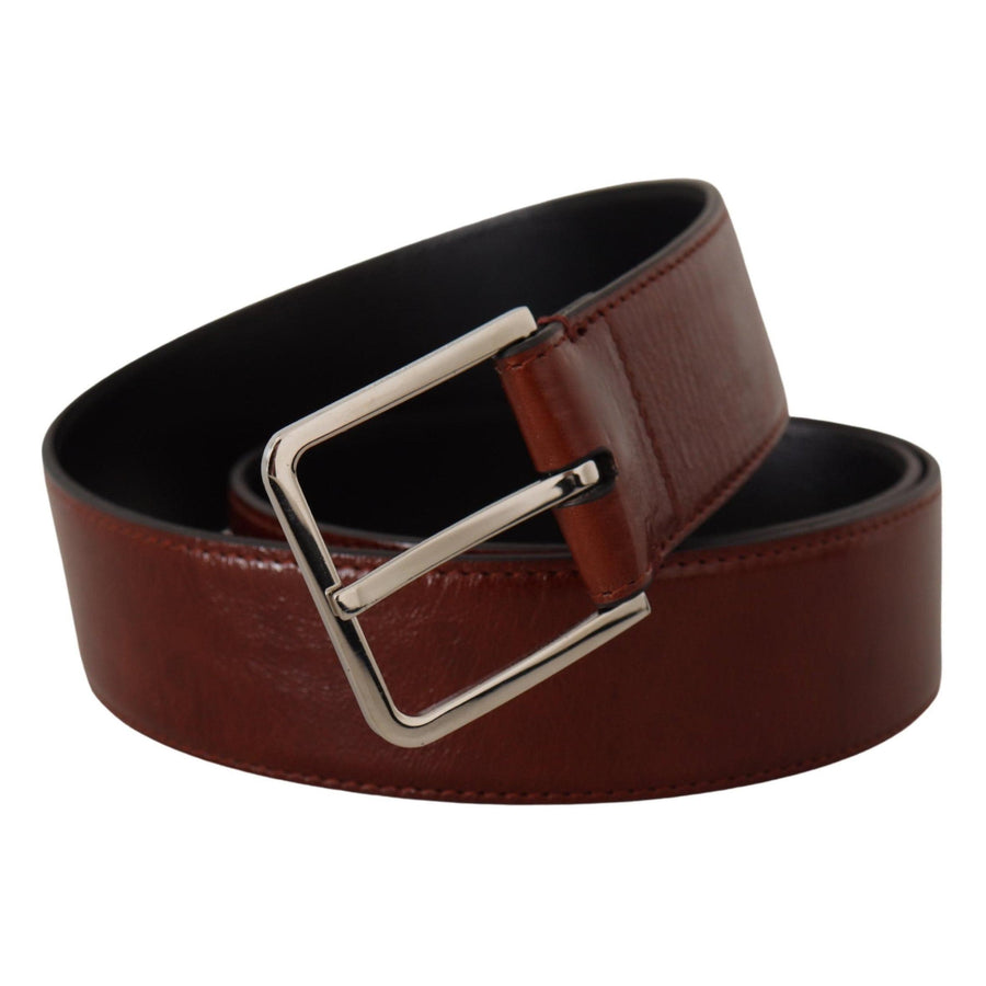 Dolce & Gabbana Elegant Leather Belt with Engraved Buckle