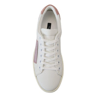 Dolce & Gabbana Chic White Pink Leather Low-Top Sneakers