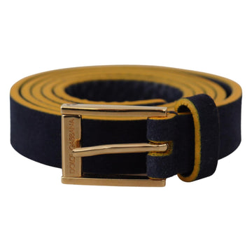 Dolce & Gabbana Chic Blue Suede Logo Buckle Belt