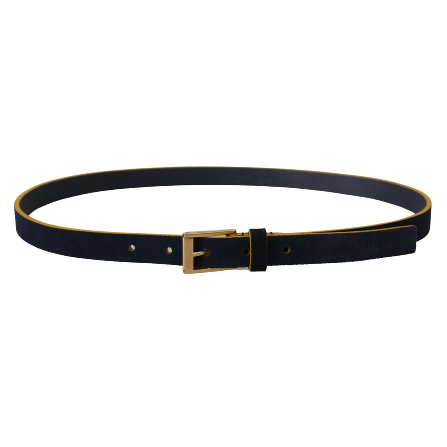 Dolce & Gabbana Chic Blue Suede Logo Buckle Belt