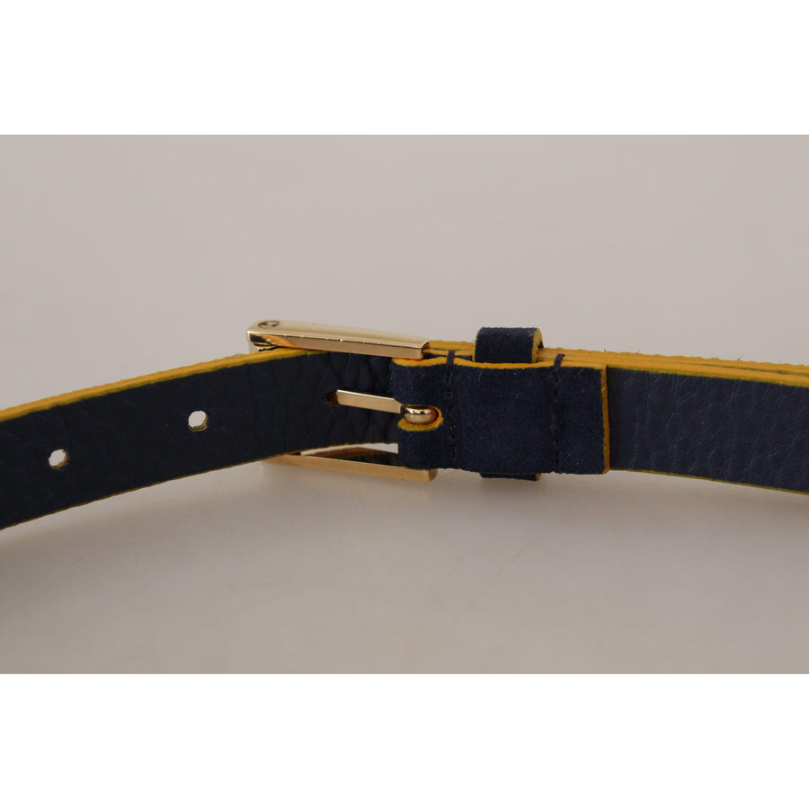 Dolce & Gabbana Chic Blue Suede Logo Buckle Belt