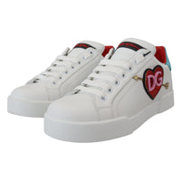 Dolce & Gabbana Elegant White Portofino Leather Sneakers