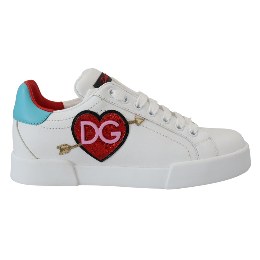 Dolce & Gabbana Elegant White Portofino Leather Sneakers