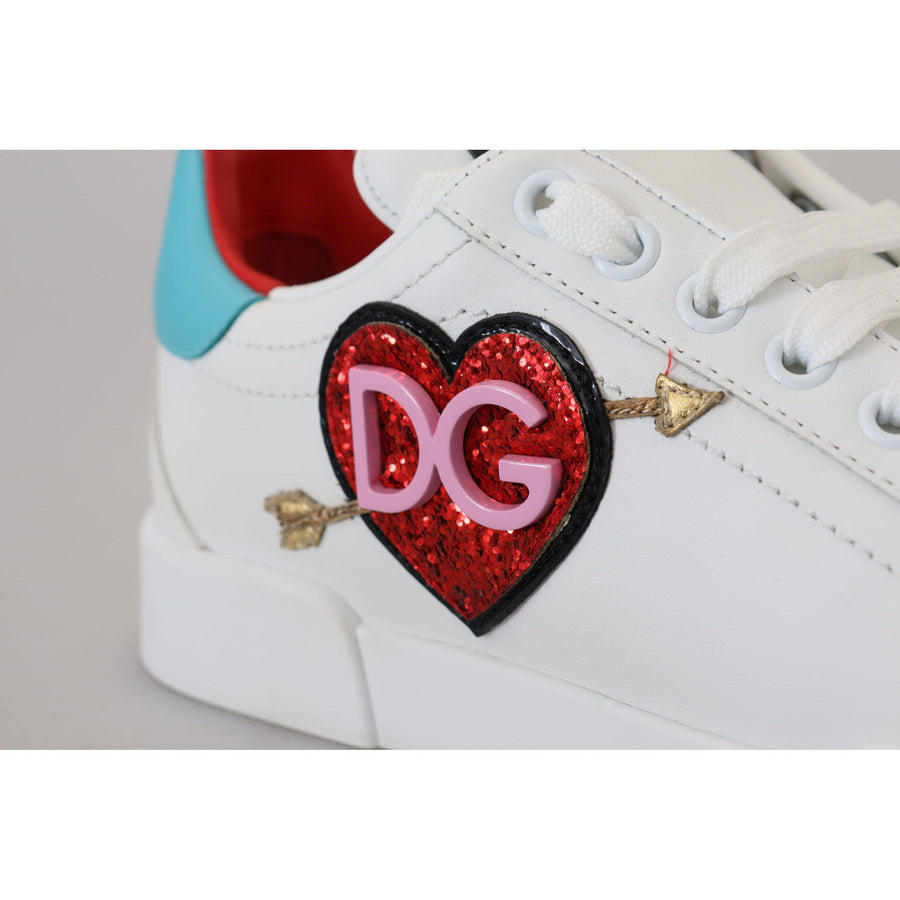 Dolce & Gabbana Elegant White Portofino Leather Sneakers