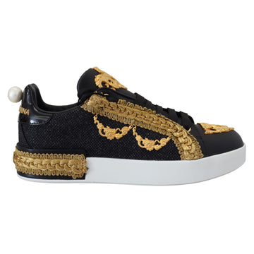 Dolce & Gabbana Elegant Portofino Leather Sneakers in Black