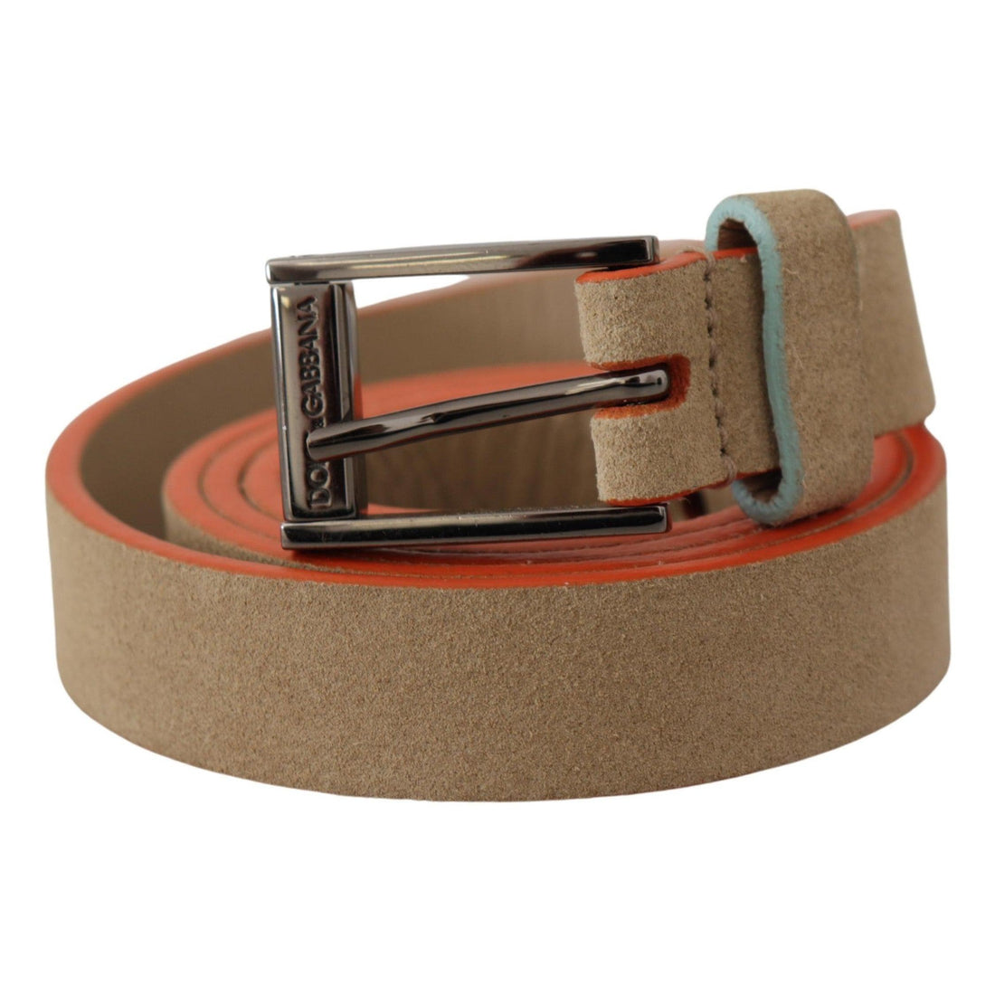 Dolce & Gabbana Elegant Nude Suede Belt with Logo Buckle