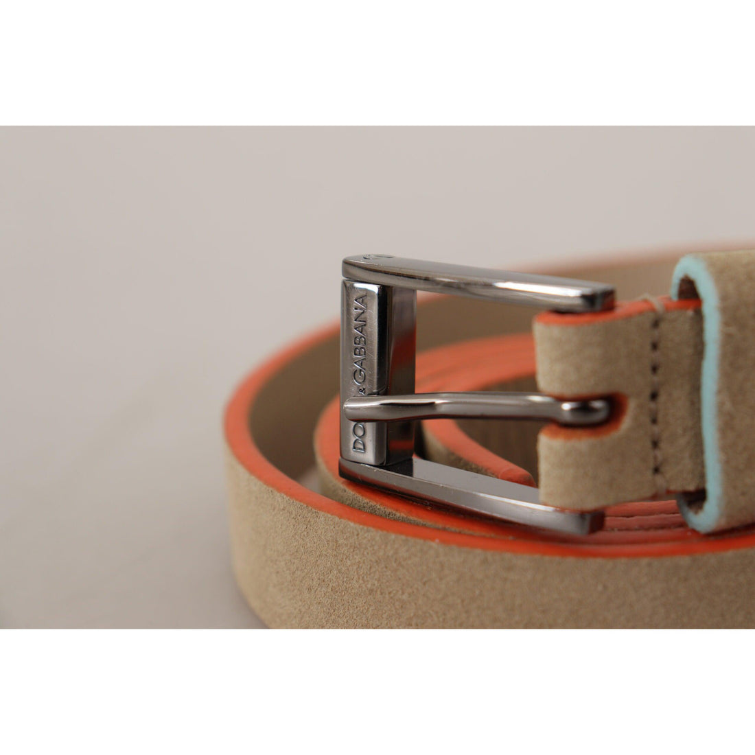 Dolce & Gabbana Elegant Nude Suede Belt with Logo Buckle