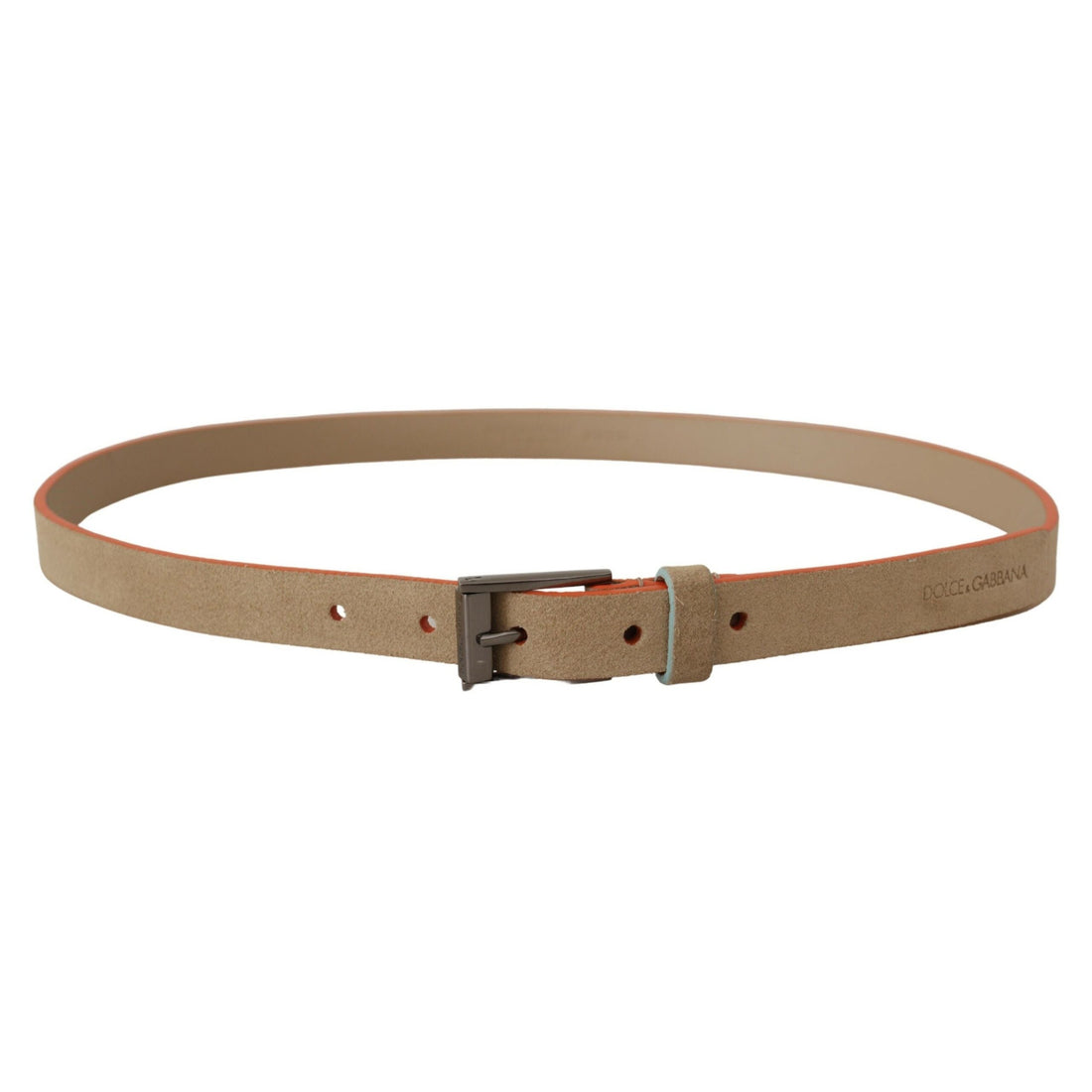 Dolce & Gabbana Elegant Nude Suede Belt with Logo Buckle