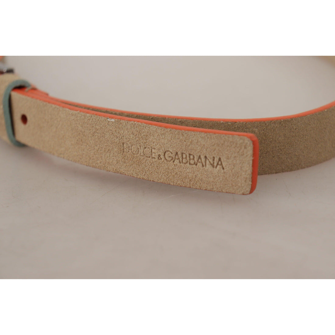 Dolce & Gabbana Elegant Nude Suede Belt with Logo Buckle