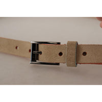 Dolce & Gabbana Elegant Nude Suede Belt with Logo Buckle