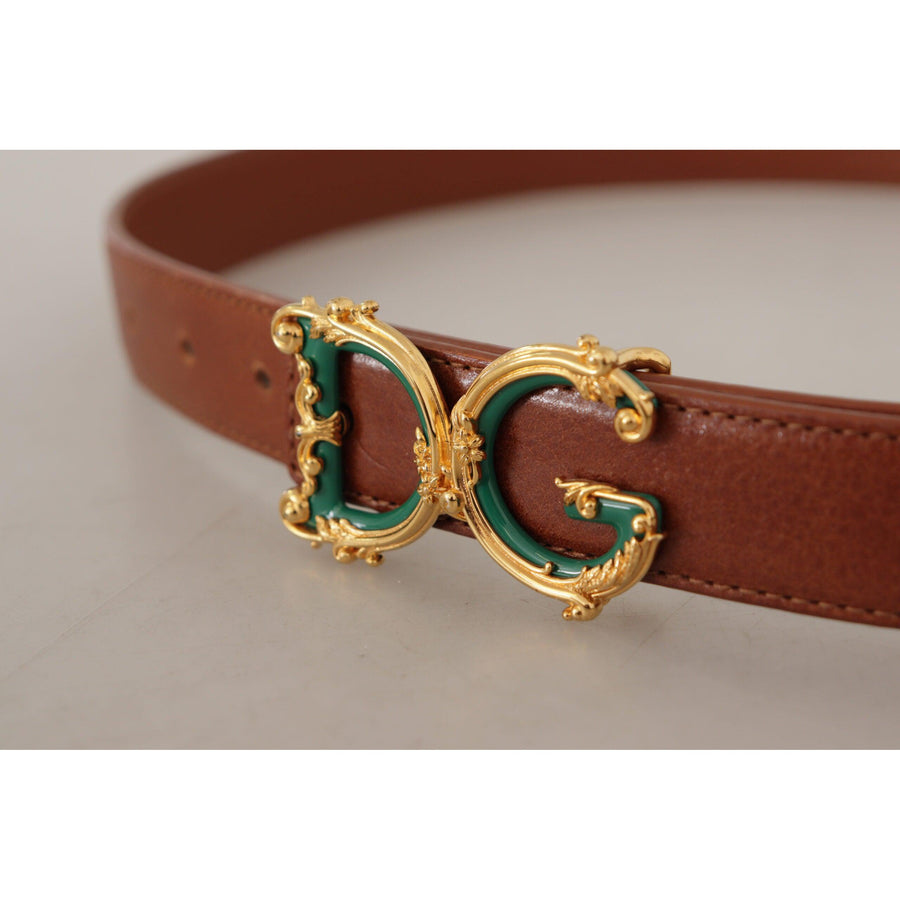 Dolce & Gabbana Elegant Leather Belt with Logo Buckle