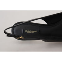 Dolce & Gabbana Black Leather Slingbacks Heels Pumps Shoes