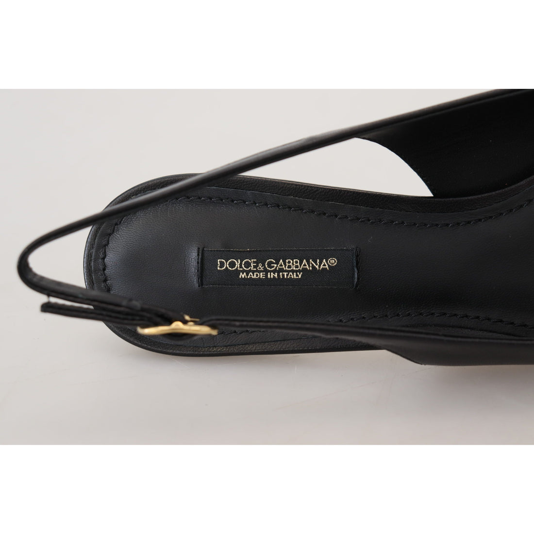 Dolce & Gabbana Black Leather Slingbacks Heels Pumps Shoes