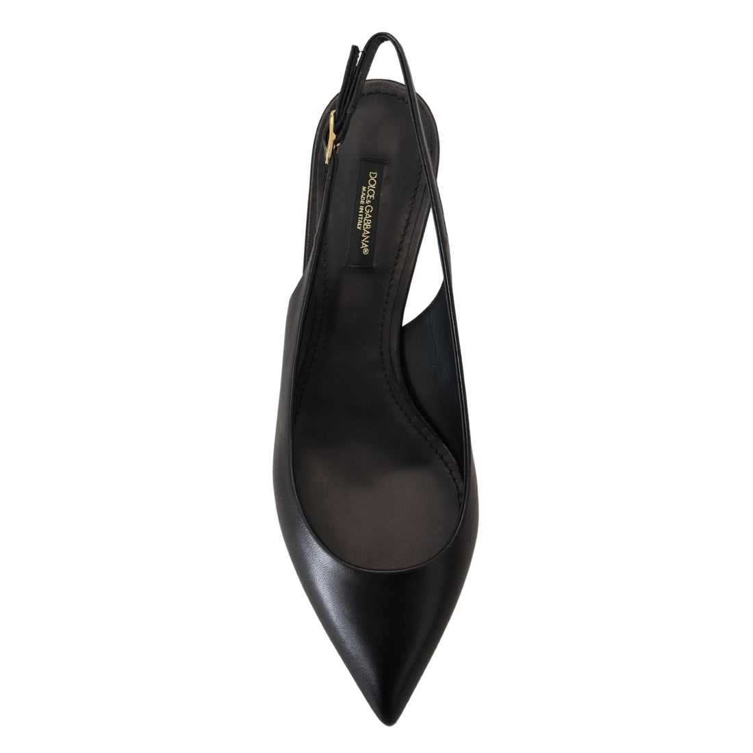 Dolce & Gabbana Black Leather Slingbacks Heels Pumps Shoes