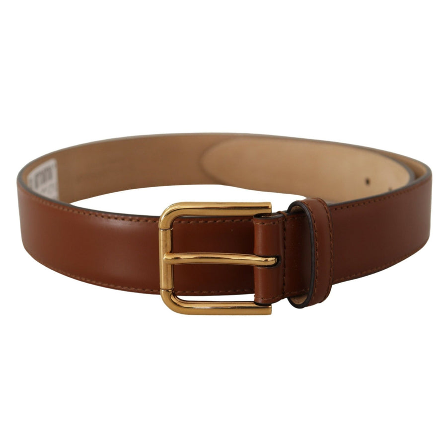 Dolce & Gabbana Elegant Leather Belt with Engraved Buckle