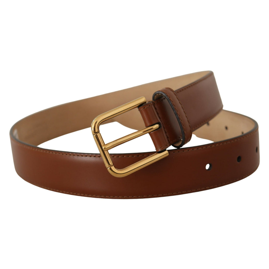 Dolce & Gabbana Elegant Leather Belt with Engraved Buckle