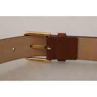 Dolce & Gabbana Elegant Leather Belt with Engraved Buckle