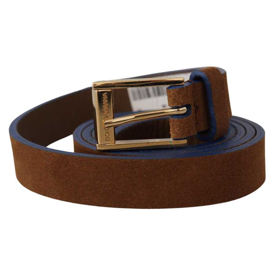 Dolce & Gabbana Elegant Suede Leather Belt with Logo Engraved Buckle