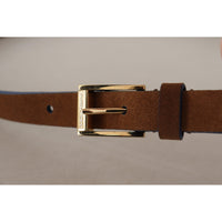 Dolce & Gabbana Elegant Suede Leather Belt with Logo Engraved Buckle