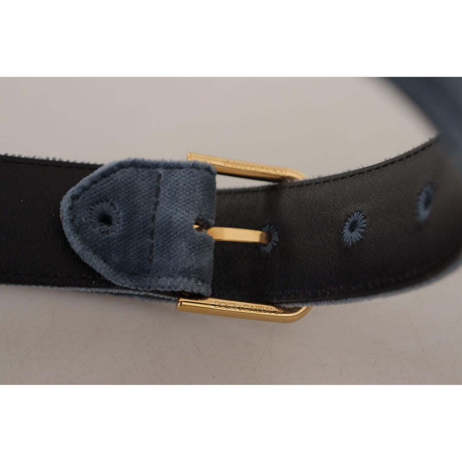 Dolce & Gabbana Elegant Navy Velvet Designer Belt