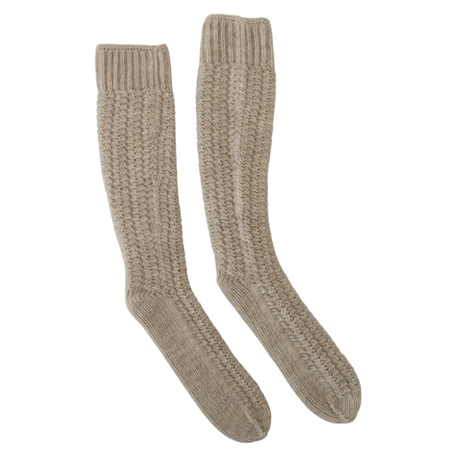 Dolce & Gabbana Chic Beige Wool Blend Over-the-Calf Socks