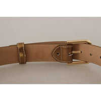 Dolce & Gabbana Elegant Bronze Leather Belt with Logo Buckle