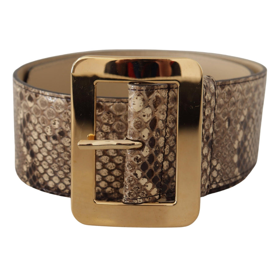 Dolce & Gabbana Elegant Leather Belt with Engraved Buckle