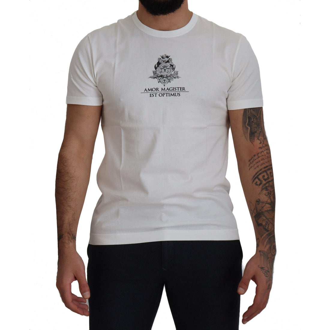 Dolce & Gabbana White Logo Cotton Amor Magister T-shirt