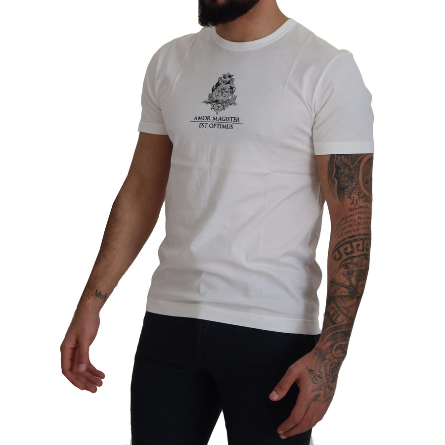 Dolce & Gabbana White Logo Cotton Amor Magister T-shirt