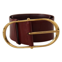 Dolce & Gabbana Engraved Logo Maroon Leather Belt