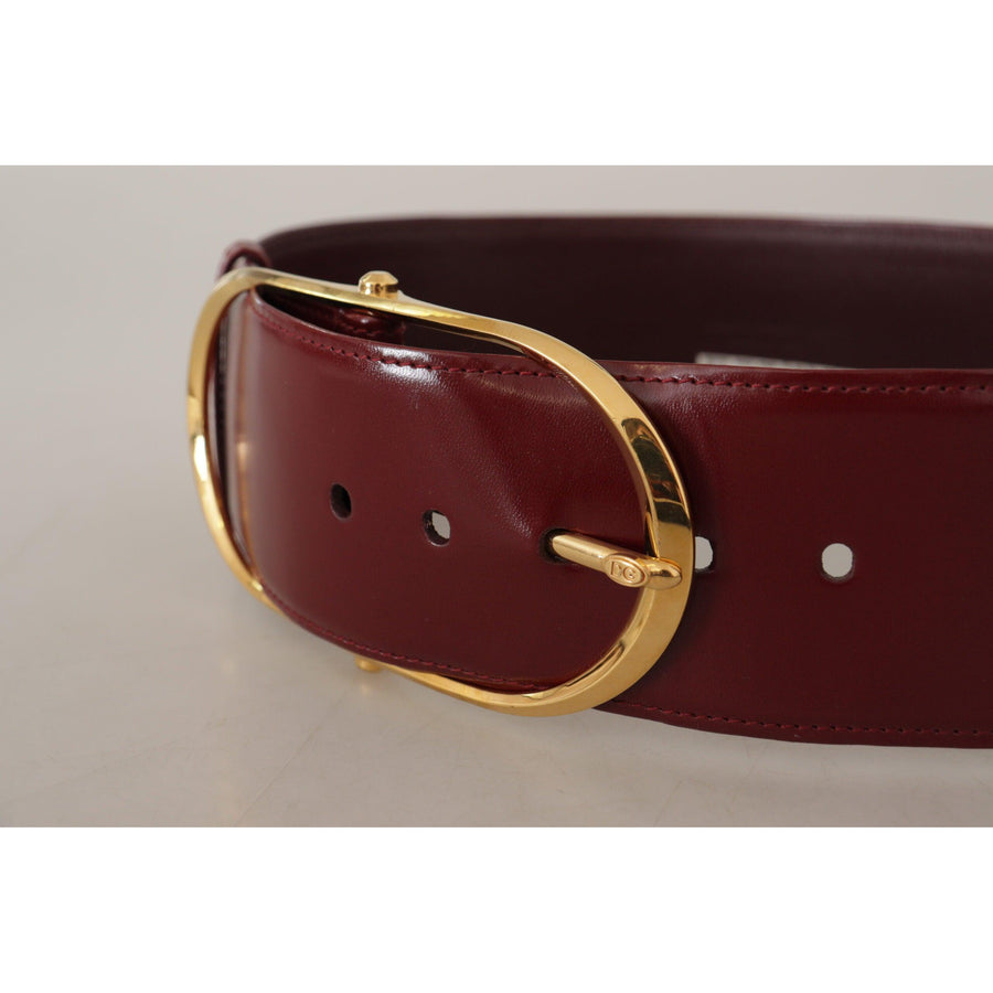 Dolce & Gabbana Engraved Logo Maroon Leather Belt