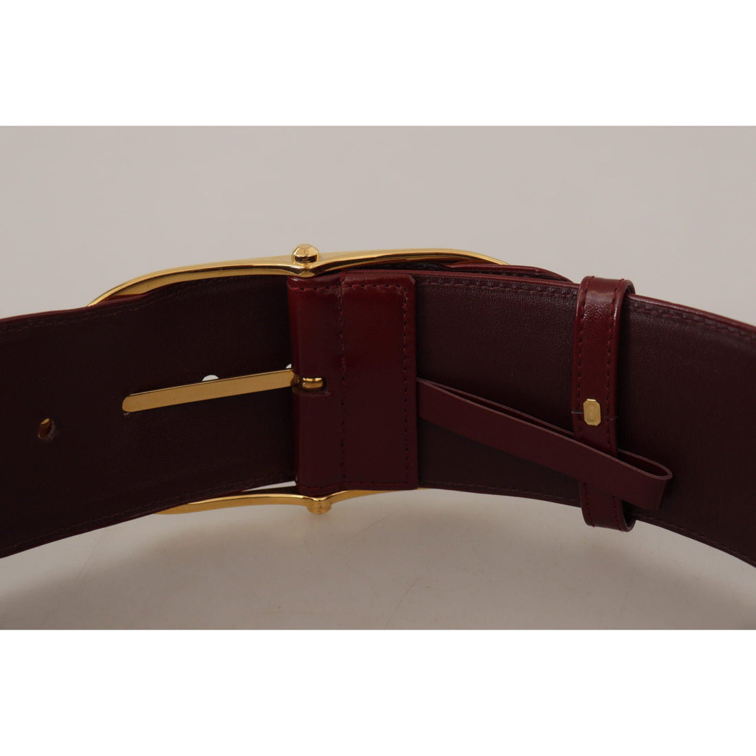 Dolce & Gabbana Engraved Logo Maroon Leather Belt