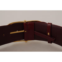 Dolce & Gabbana Engraved Logo Maroon Leather Belt