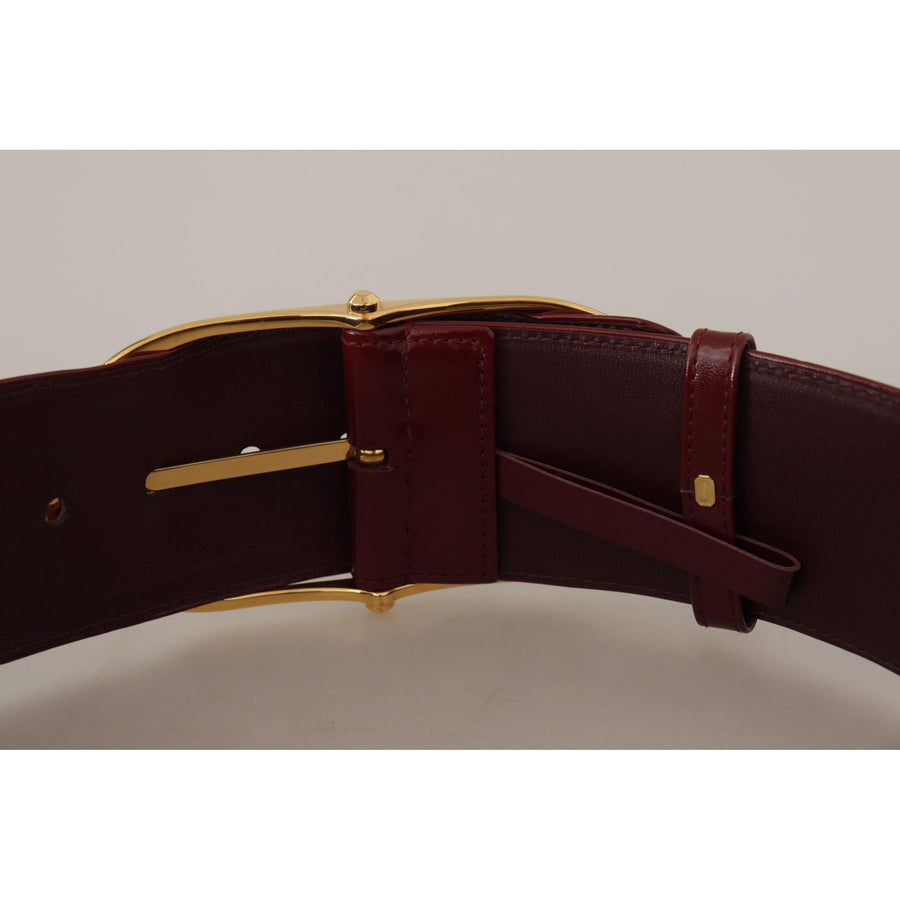 Dolce & Gabbana Engraved Logo Maroon Leather Belt