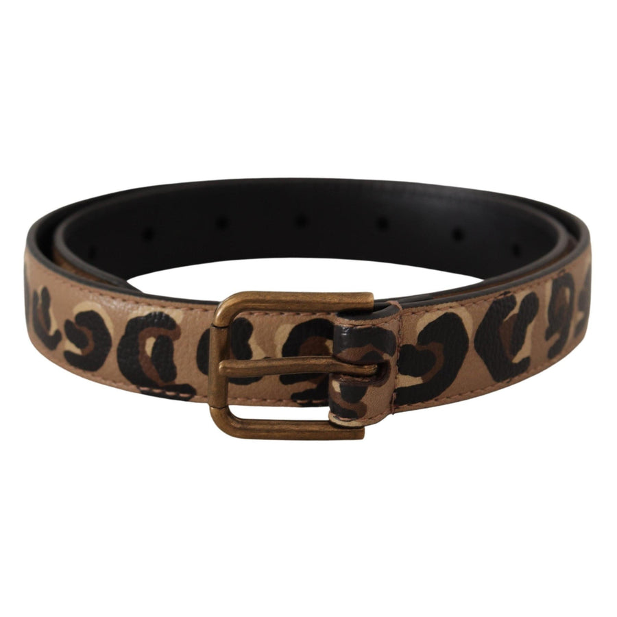 Dolce & Gabbana Elegant Leather Engraved Buckle Belt