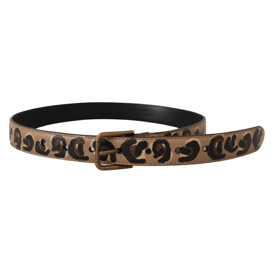 Dolce & Gabbana Elegant Leather Engraved Buckle Belt