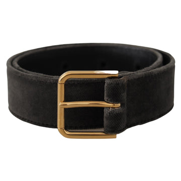 Dolce & Gabbana Elegant Velvet Belt with Engraved Buckle