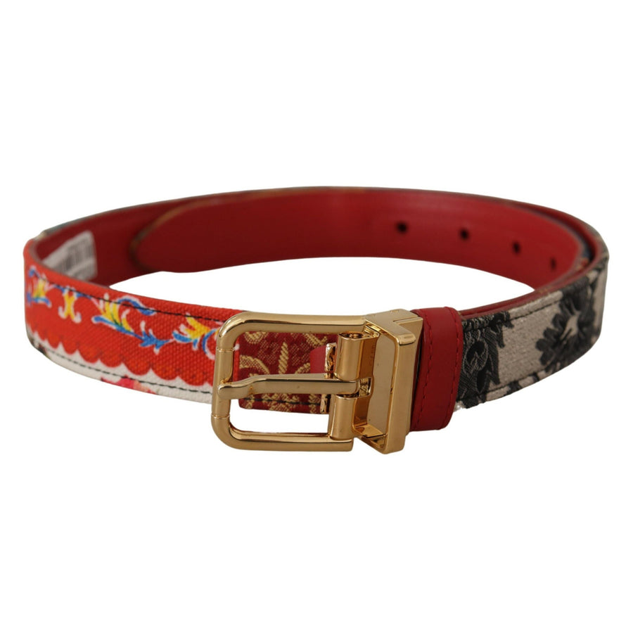 Dolce & Gabbana Chic Multicolor Leather Belt with Engraved Buckle