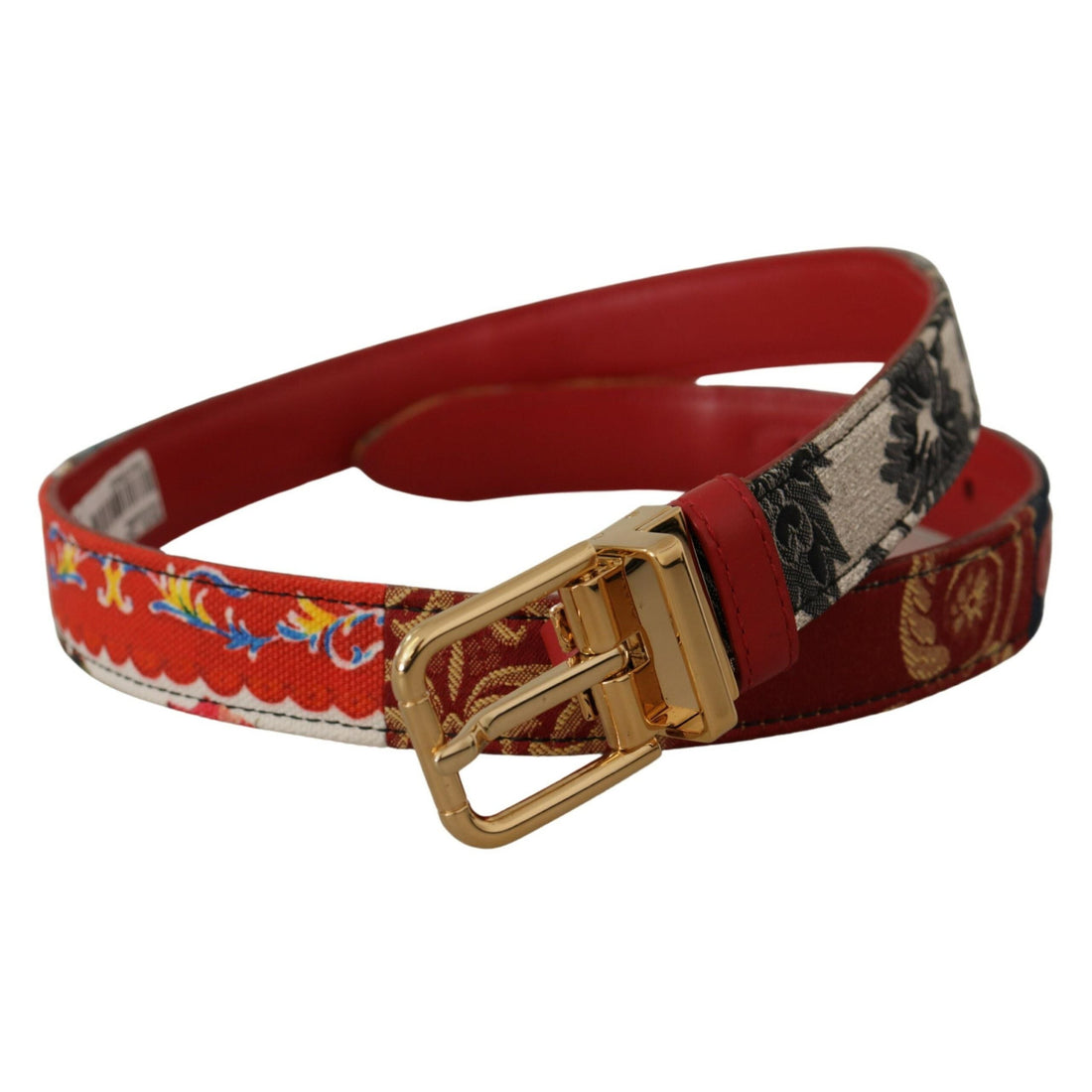 Dolce & Gabbana Chic Multicolor Leather Belt with Engraved Buckle