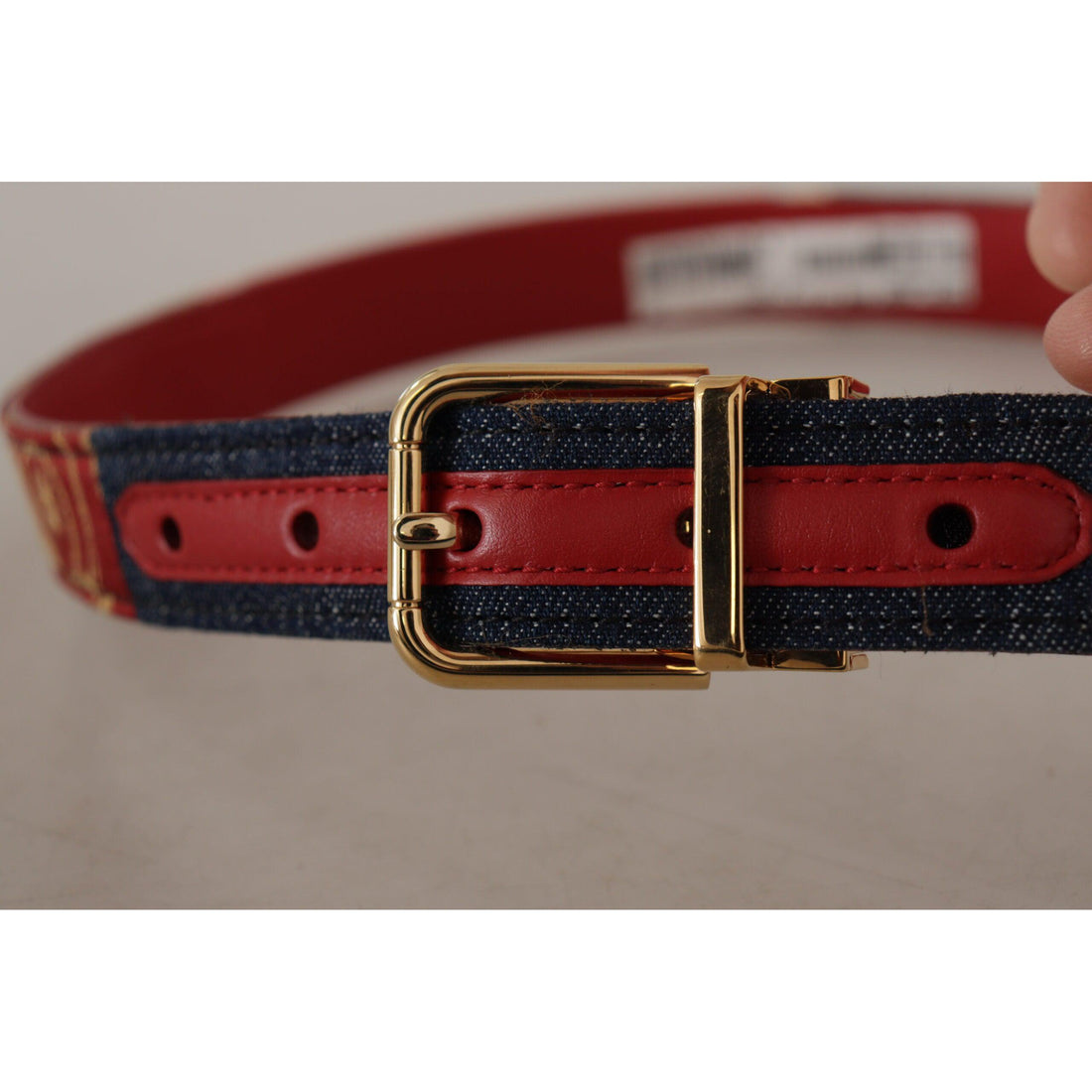 Dolce & Gabbana Chic Multicolor Leather Belt with Engraved Buckle